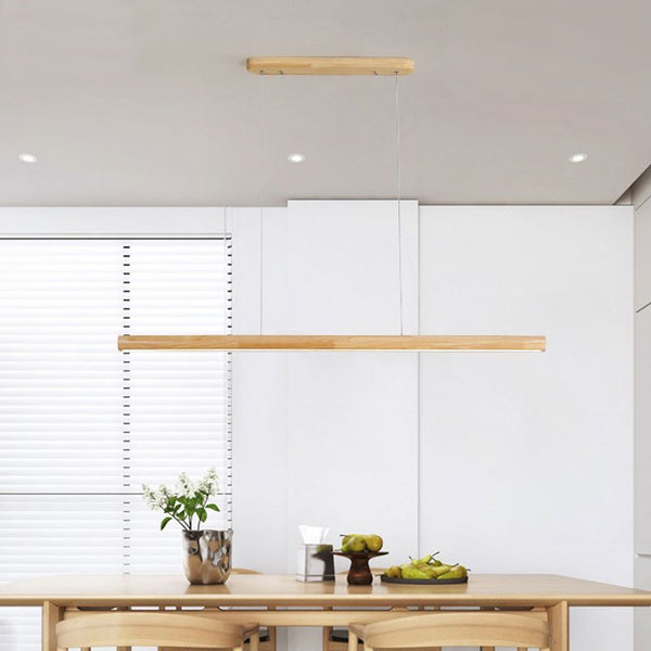 Muto Designer Linear Rod Shaped Pendant Light, Wood