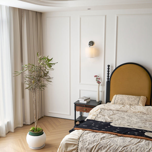 Silva Cylindrical Fabric Shade Wall Lamp Farmhouse