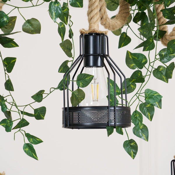 Epoch Hemp Rope Industrial Grenade Chandelier