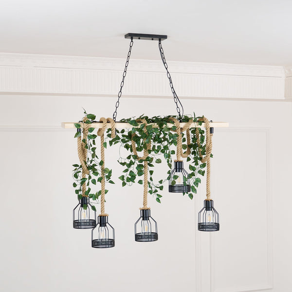 Epoch Hemp Rope Industrial Grenade Chandelier