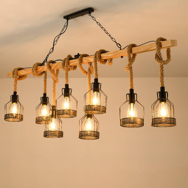 Epoch Hemp Rope Industrial Grenade Chandelier
