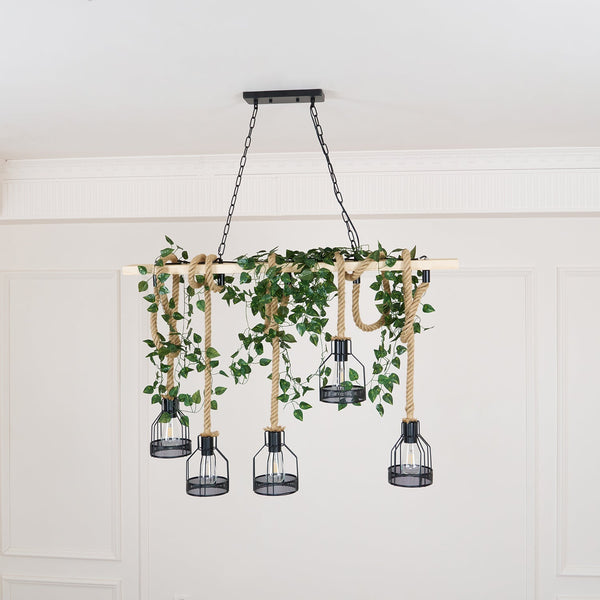 Epoch Hemp Rope Industrial Grenade Chandelier