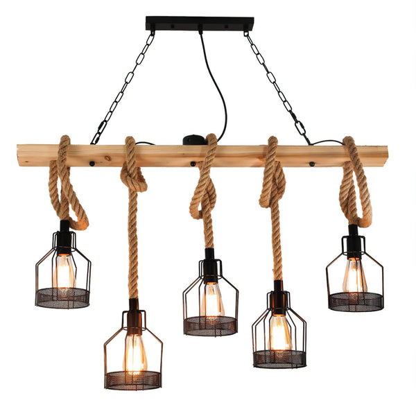 Epoch Hemp Rope Industrial Grenade Chandelier