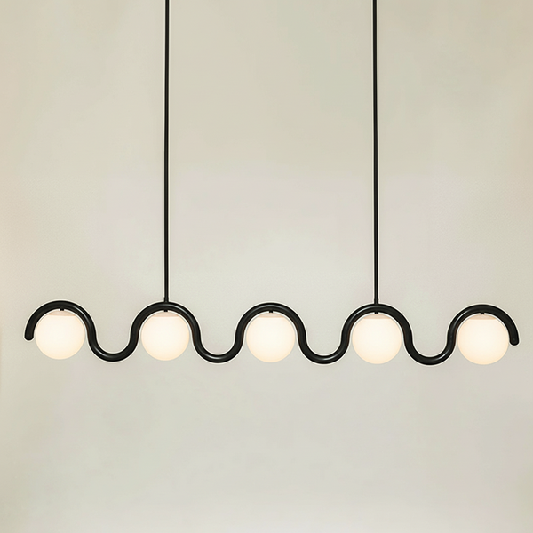 Aria Linear Chandelier Red&Silver