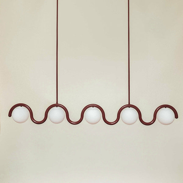 Aria Linear Chandelier Red&Silver