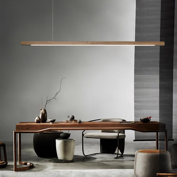 Muto Designer Linear Rod Shaped Pendant Light, Wood