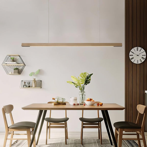 Muto Designer Linear Rod Shaped Pendant Light, Wood