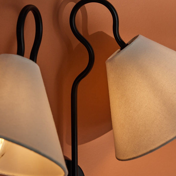 Silva Double White Cone Shades Wall Lamp Fabric