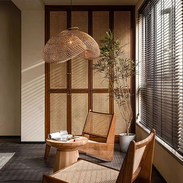 Ritta Rustic Ritta Rattan Pendant Light, Living Room