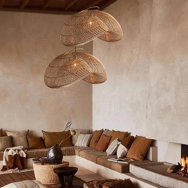 Ritta Rustic Ritta Rattan Pendant Light, Living Room