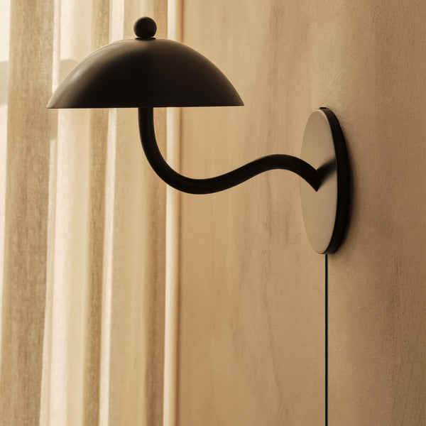 Aria Black Curved Arm Wall Lamp Plug-in