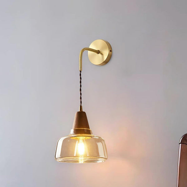 Valentina Plug In Wall Lamp Brass Glass