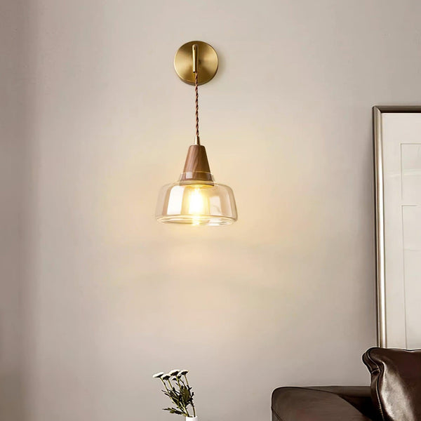 Valentina Plug In Wall Lamp Brass Glass