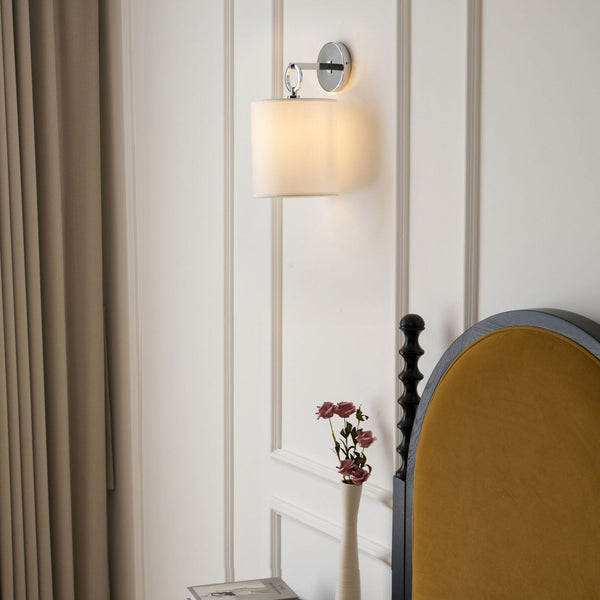 Silva Cylindrical Fabric Shade Wall Lamp Farmhouse