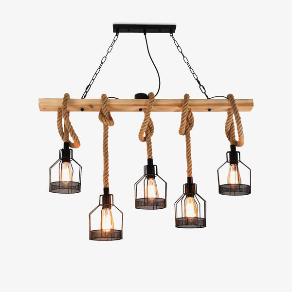 Epoch Hemp Rope Industrial Grenade Chandelier
