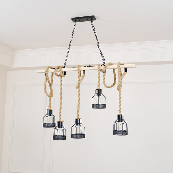 Epoch Hemp Rope Industrial Grenade Chandelier