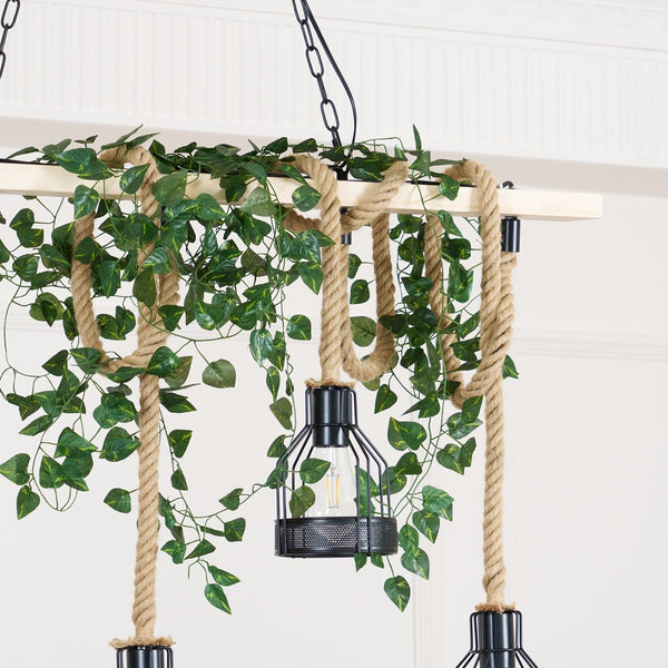 Epoch Hemp Rope Industrial Grenade Chandelier
