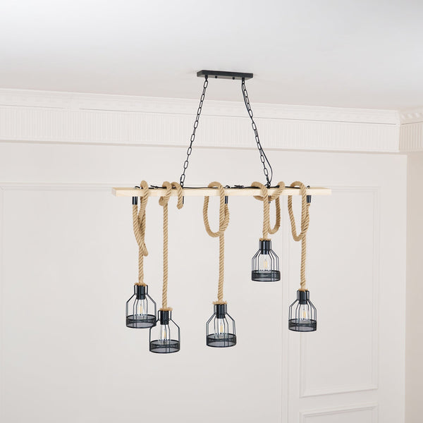 Epoch Hemp Rope Industrial Grenade Chandelier