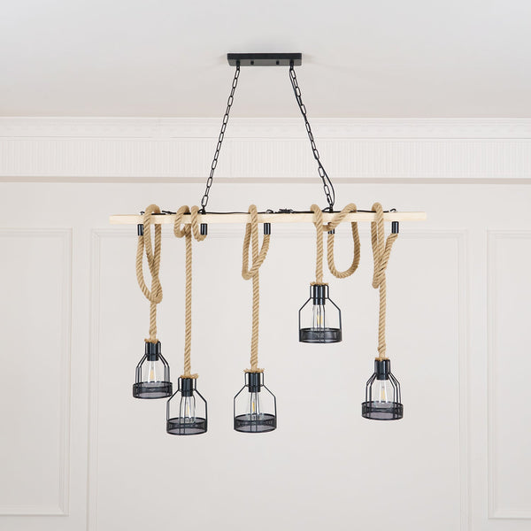 Epoch Hemp Rope Industrial Grenade Chandelier