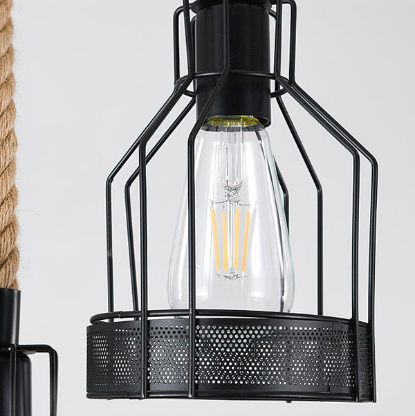 Epoch Hemp Rope Industrial Grenade Chandelier