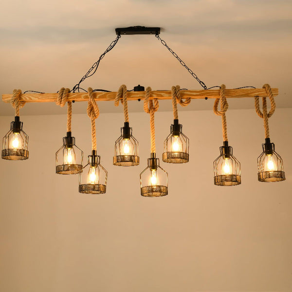 Epoch Hemp Rope Industrial Grenade Chandelier