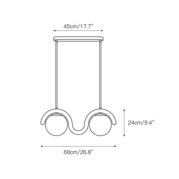 Aria Linear Chandelier Red&Silver