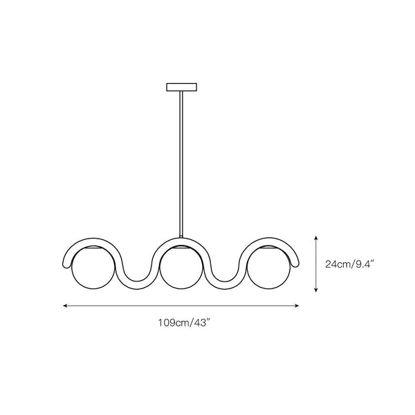 Aria Linear Chandelier Red&Silver