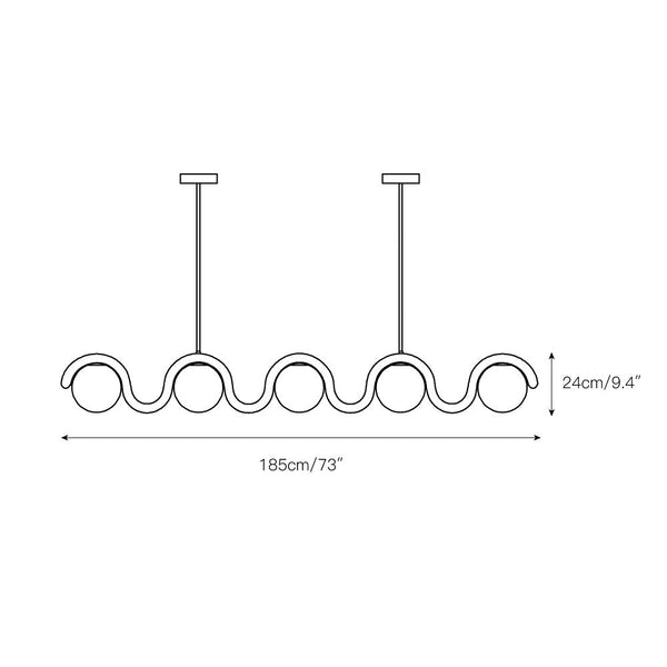 Aria Linear Chandelier Red&Silver