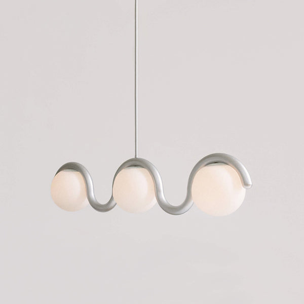 Aria Linear Chandelier Red&Silver