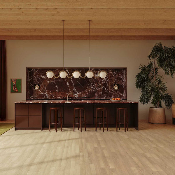 Aria Linear Chandelier Red&Silver