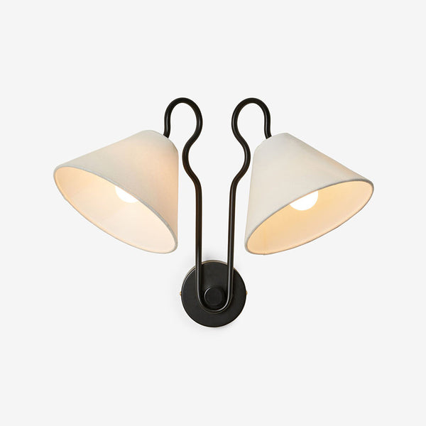 Silva Double White Cone Shades Wall Lamp Fabric