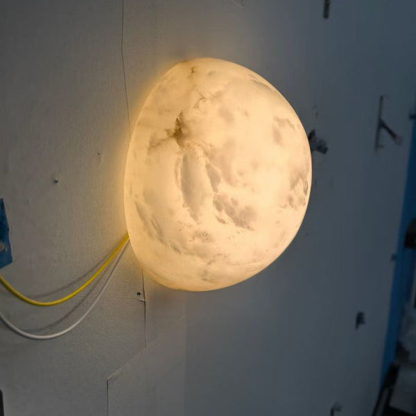 Kristy Minimalist Round Alabaster Wall Lamp