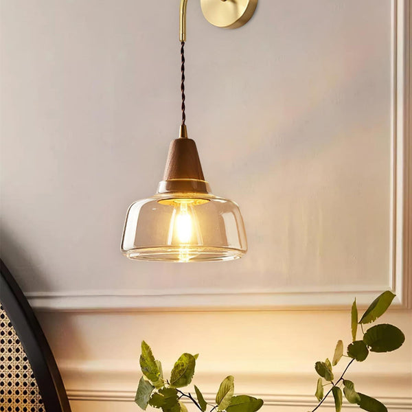 Valentina Plug In Wall Lamp Brass Glass