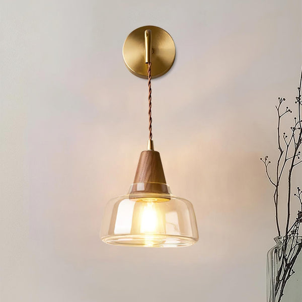 Valentina Plug In Wall Lamp Brass Glass