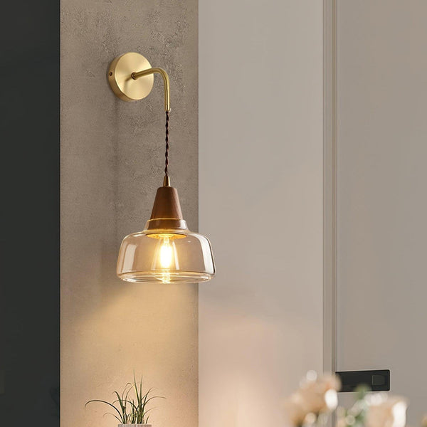 Valentina Plug In Wall Lamp Brass Glass