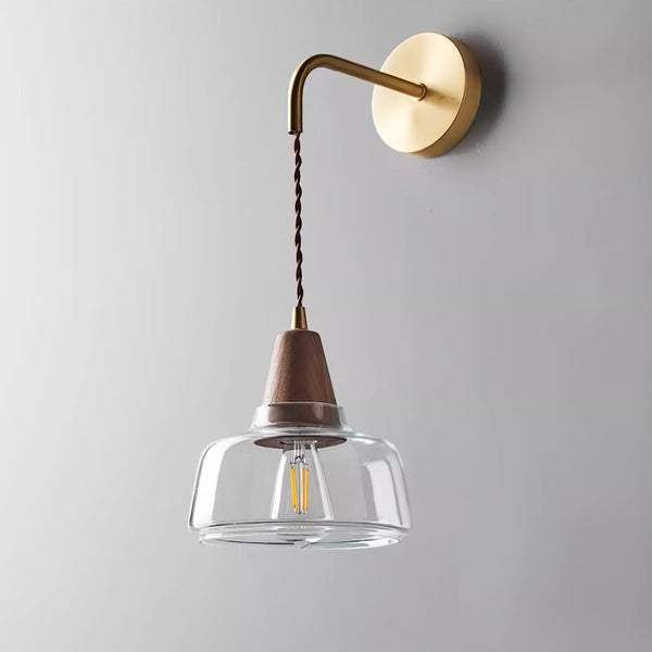 Valentina Plug In Wall Lamp Brass Glass