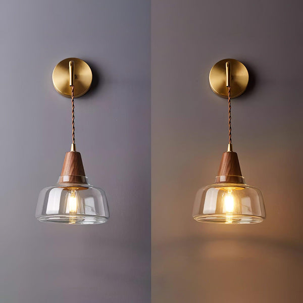 Valentina Plug In Wall Lamp Brass Glass