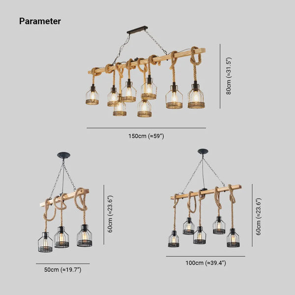 Epoch Hemp Rope Industrial Grenade Chandelier