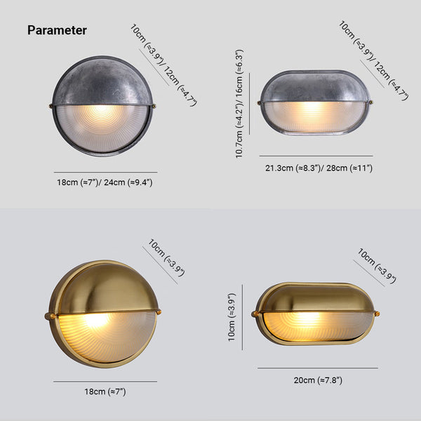 Ray Modern Round/Ellipse Outdoor Waterproof Wall Lamp, 2 Colors