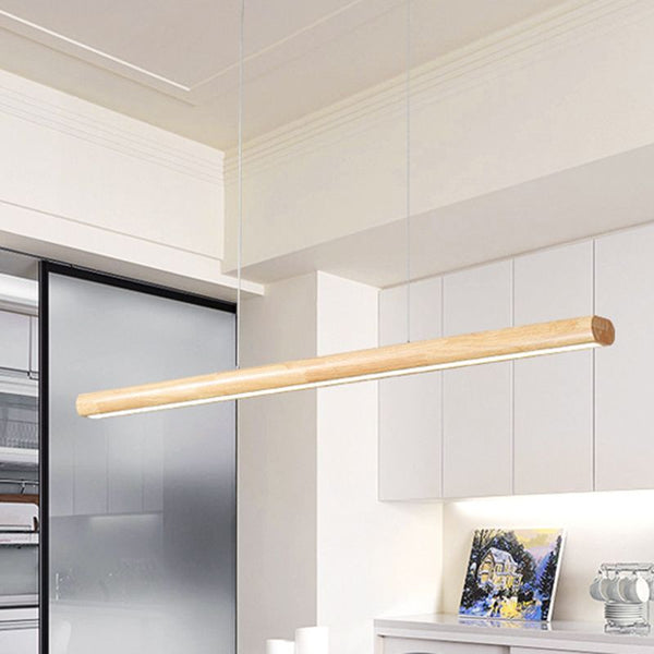 Muto Designer Linear Rod Shaped Pendant Light, Wood
