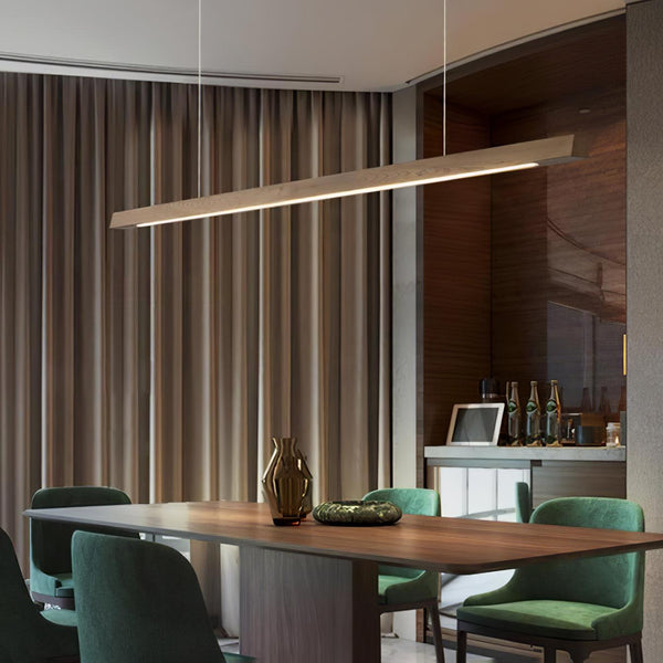 Muto Designer Linear Rod Shaped Pendant Light, Wood